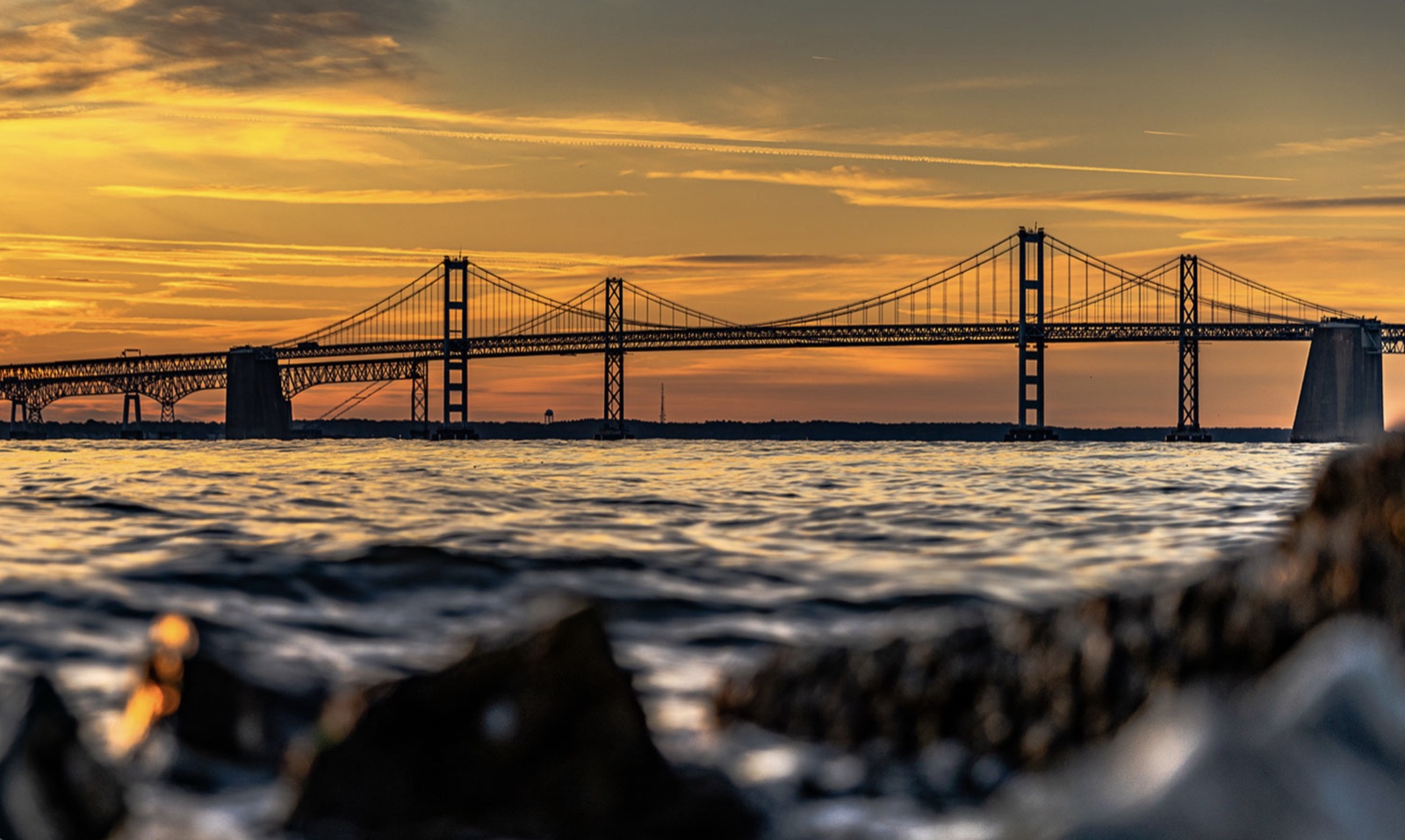 The Chesapeake Bay Bridge over the Chesapeake Bay